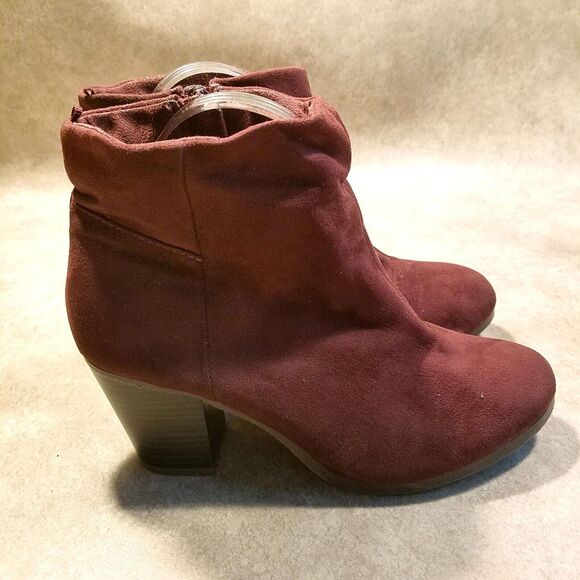 Old Navy Womens 978719-03-1 Size 8 Wine Red Textile Block Heeled Ankle Boot Boot - Picture 6 of 9
